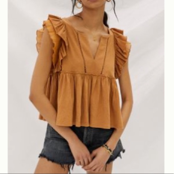 Anthropologie Tops - Anthropologie Ruffled baby doll blouse